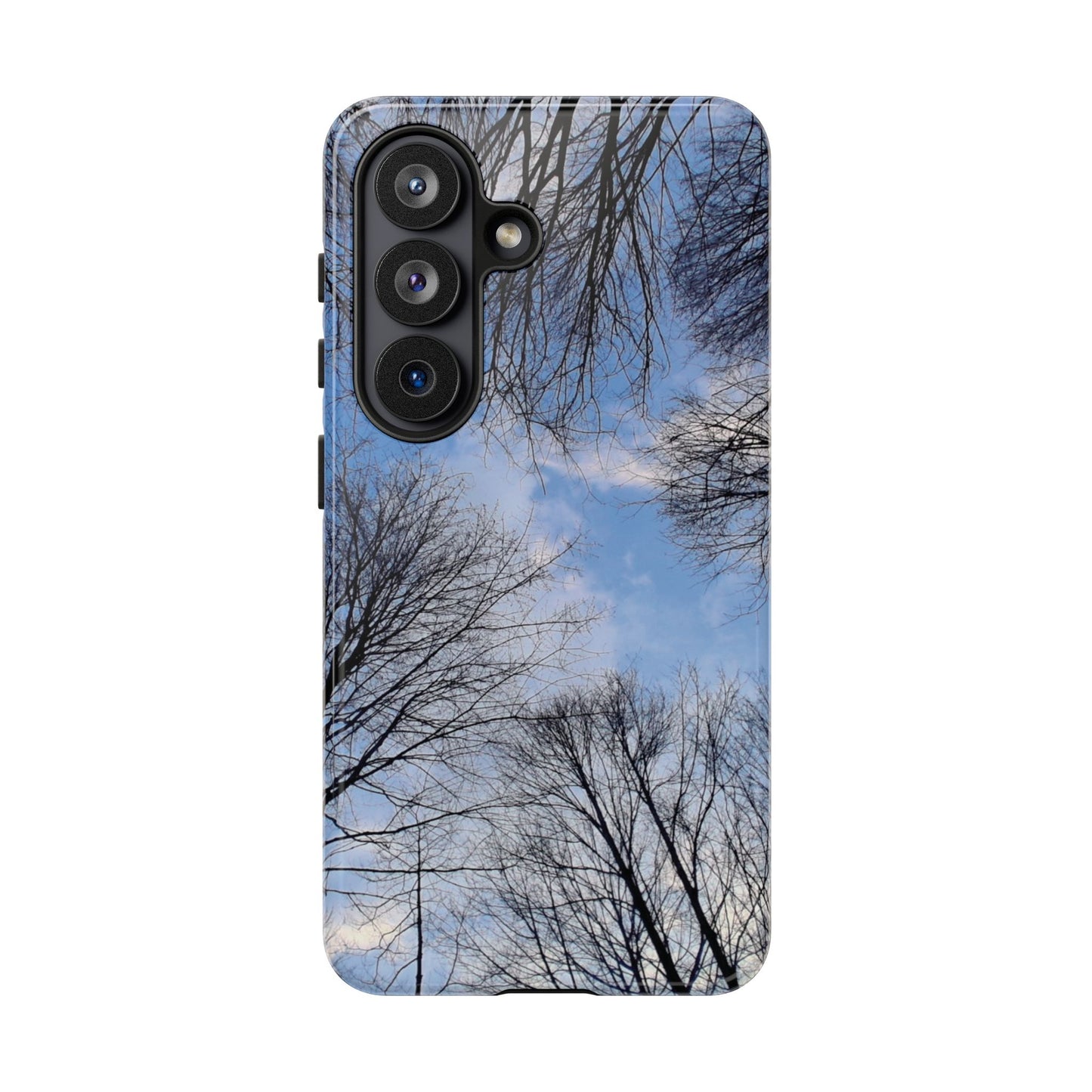 Winter Tree Silhouette Phone Case — Sky & Bare Branches Protective Tough Case