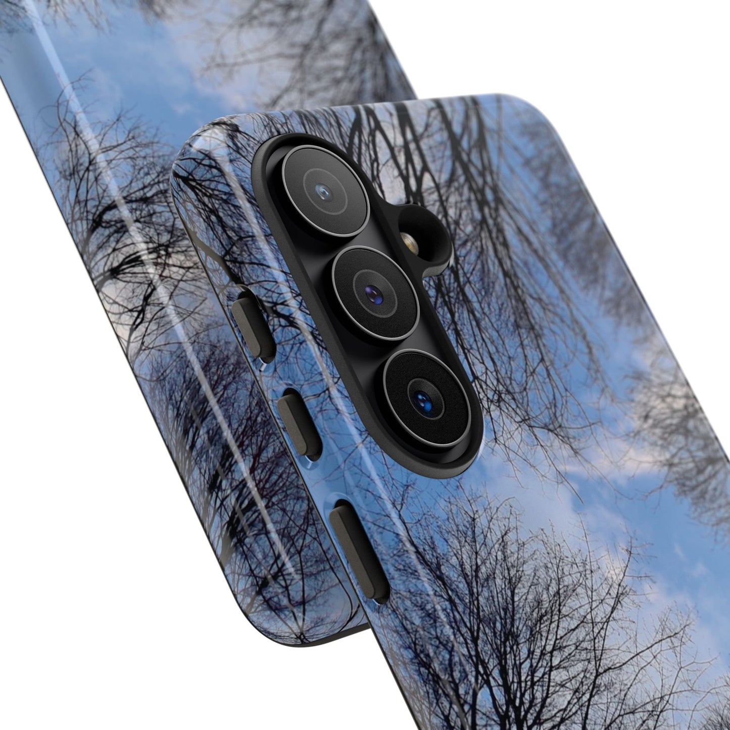Winter Tree Silhouette Phone Case — Sky & Bare Branches Protective Tough Case