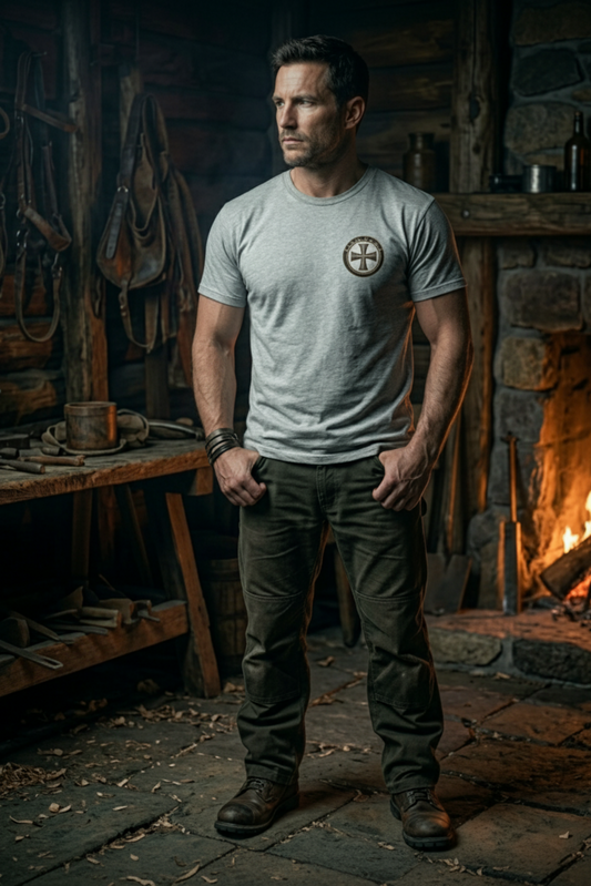Boxy Tee — Minimal Outlier Cross Emblem